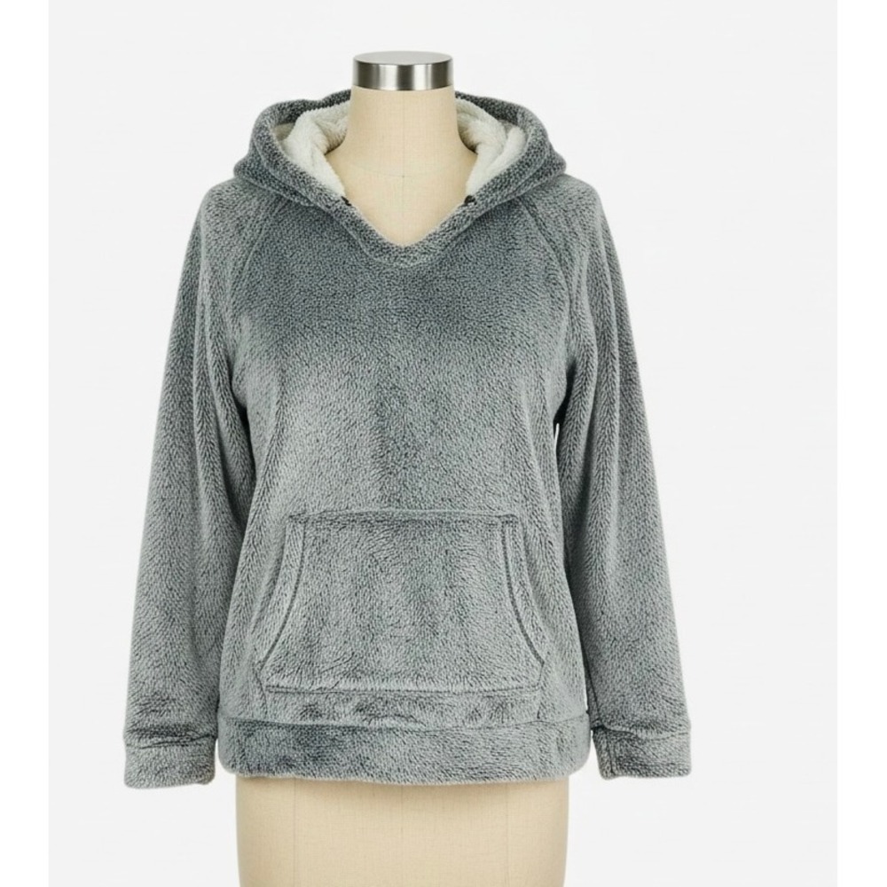 Member's Mark Cozy Plush Pullover Hoodie Gray Fuzzy Faux‎ Fur Small